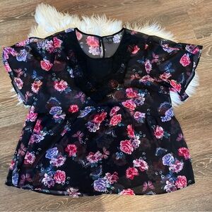 Torrid Floral Butterfly Babydoll top~ 3 ~